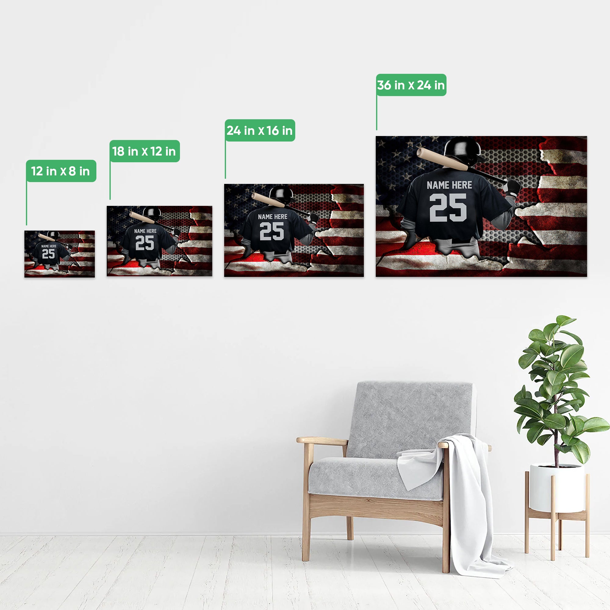 Personalized Baseball Player Name Number America Flag