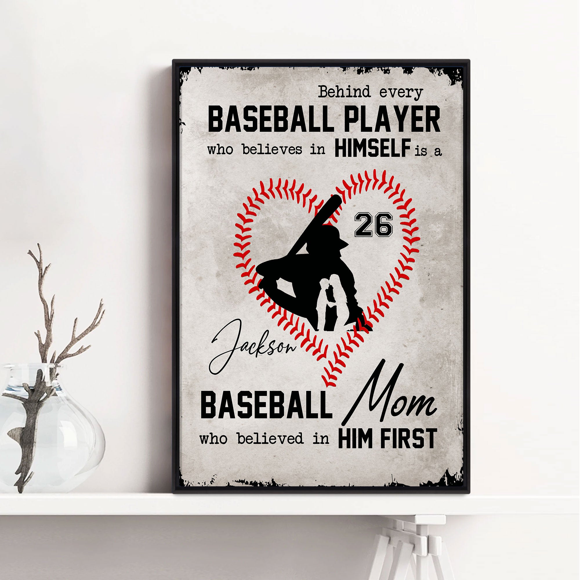 Personalized Baseball Mom Behind Every Baseball Player Custom Poster