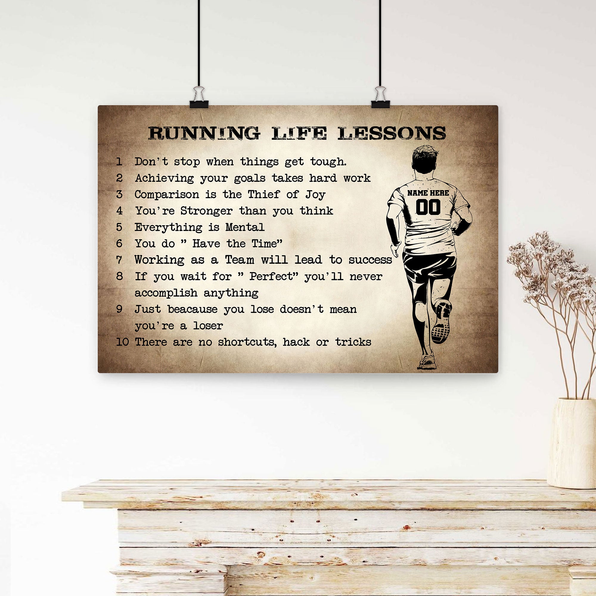 Personalized Running Poster & Canvas, Running Life Lessons - Inspirati ...