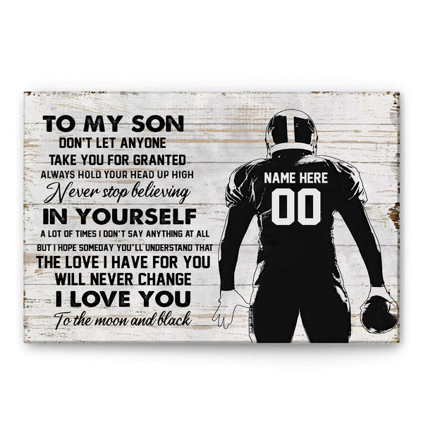 Customize My Son Football Player Never Lose Vertical Posters Motivation  Wall Art Poster Meaningful Gift From Mom Dad - Godoprint