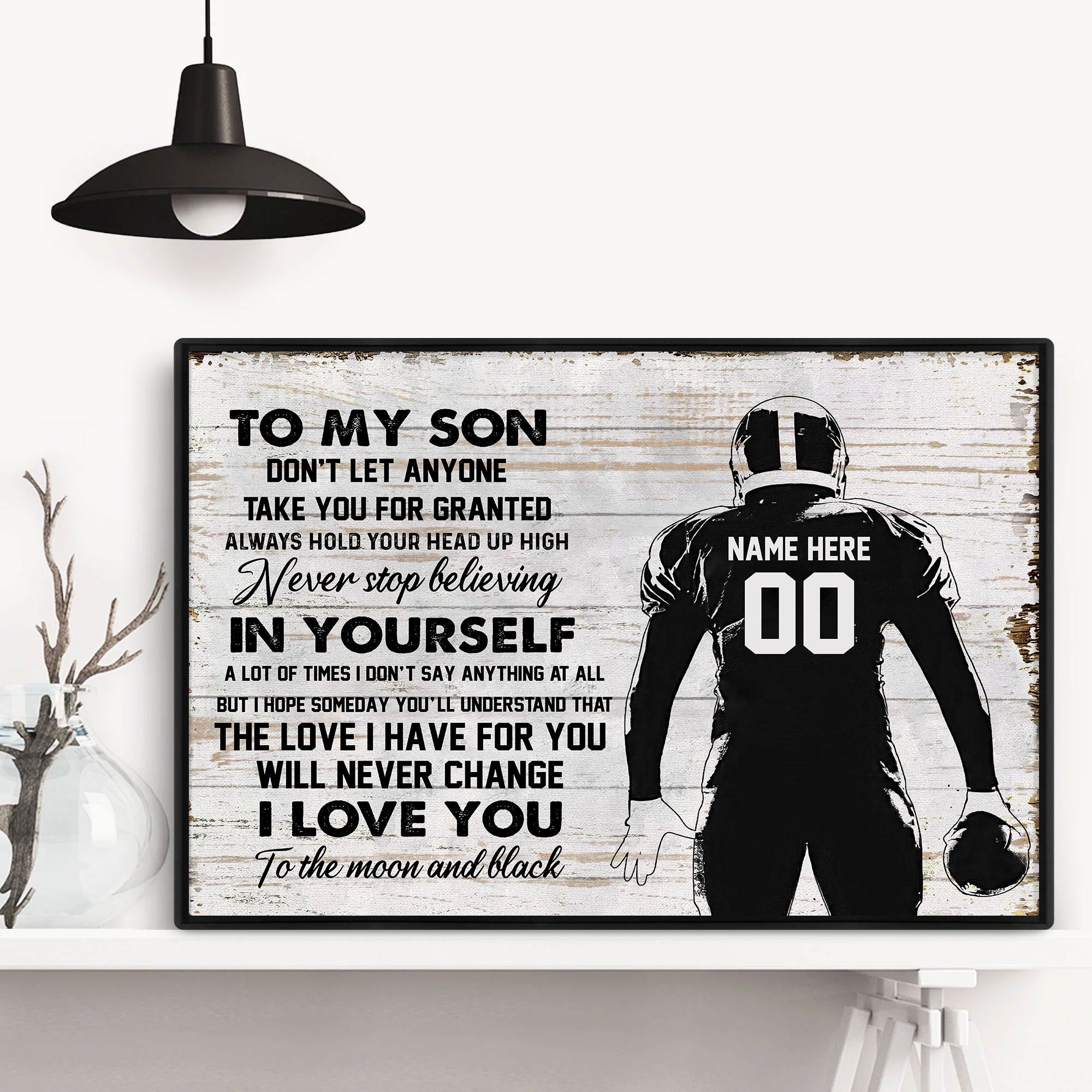 Customize My Son Football Player Never Lose Vertical Posters Motivation  Wall Art Poster Meaningful Gift From Mom Dad - Godoprint