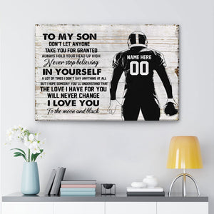 Personalized Canvas Wall Art For Dad From Son Daughter Couple Football  Custom Name Poster Prints Gifts For Football Players Home Decor For  Birthday