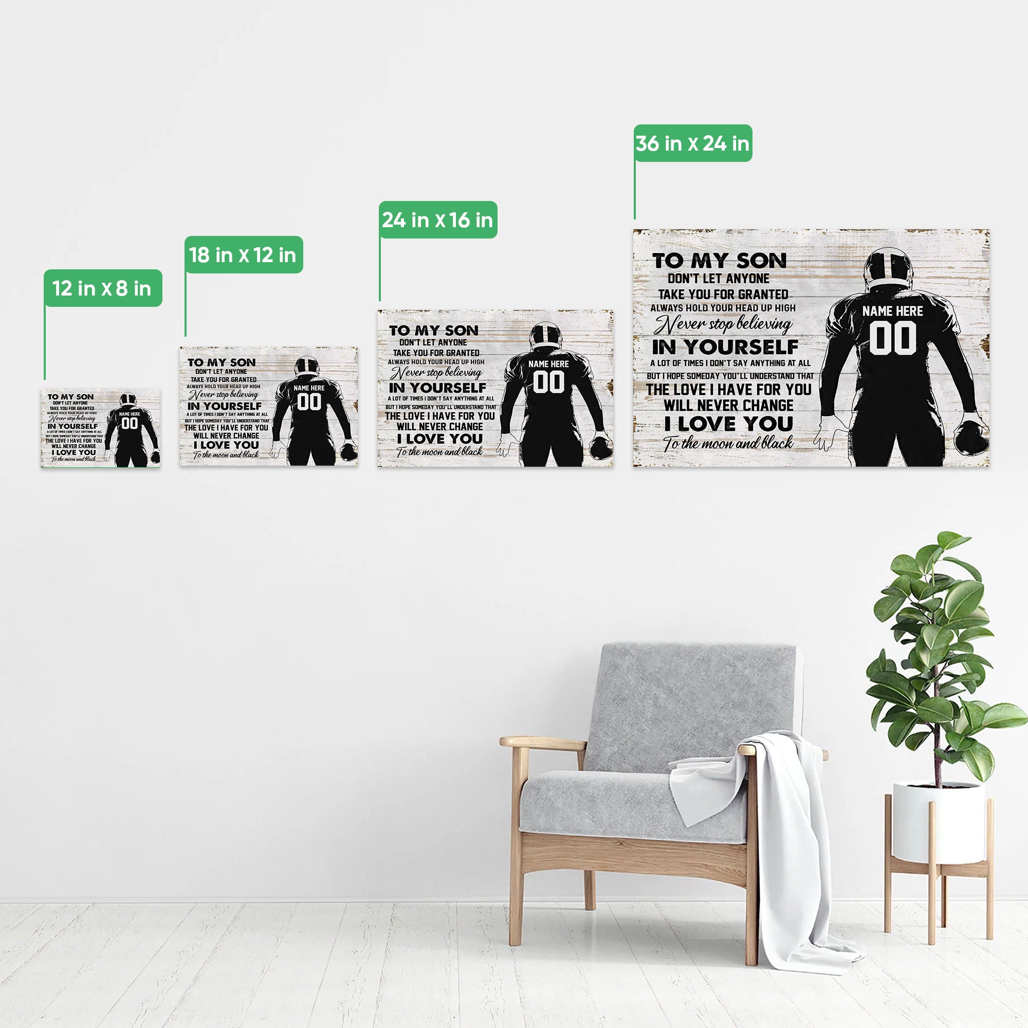 Customize My Son Football Player Never Lose Vertical Posters Motivation  Wall Art Poster Meaningful Gift From Mom Dad - Godoprint