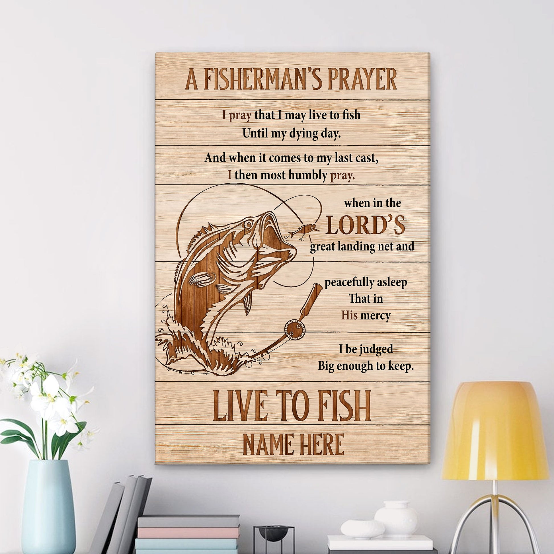 Personalized Fishing Poster & Canvas, A Fisherman's Prayer Wall