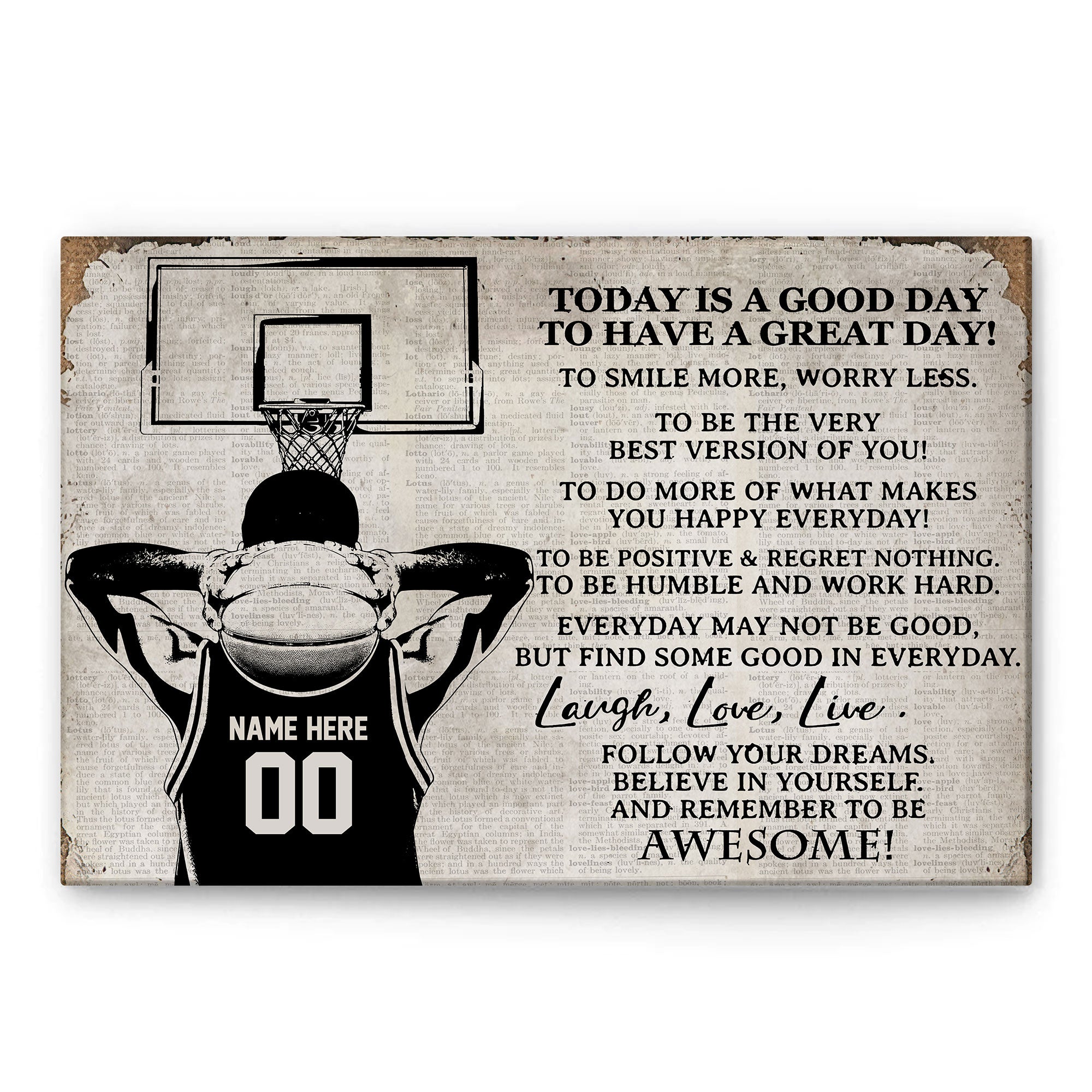 Personalized Basketball Poster  Canvas, Positive Sports Motivational  OhaPrints