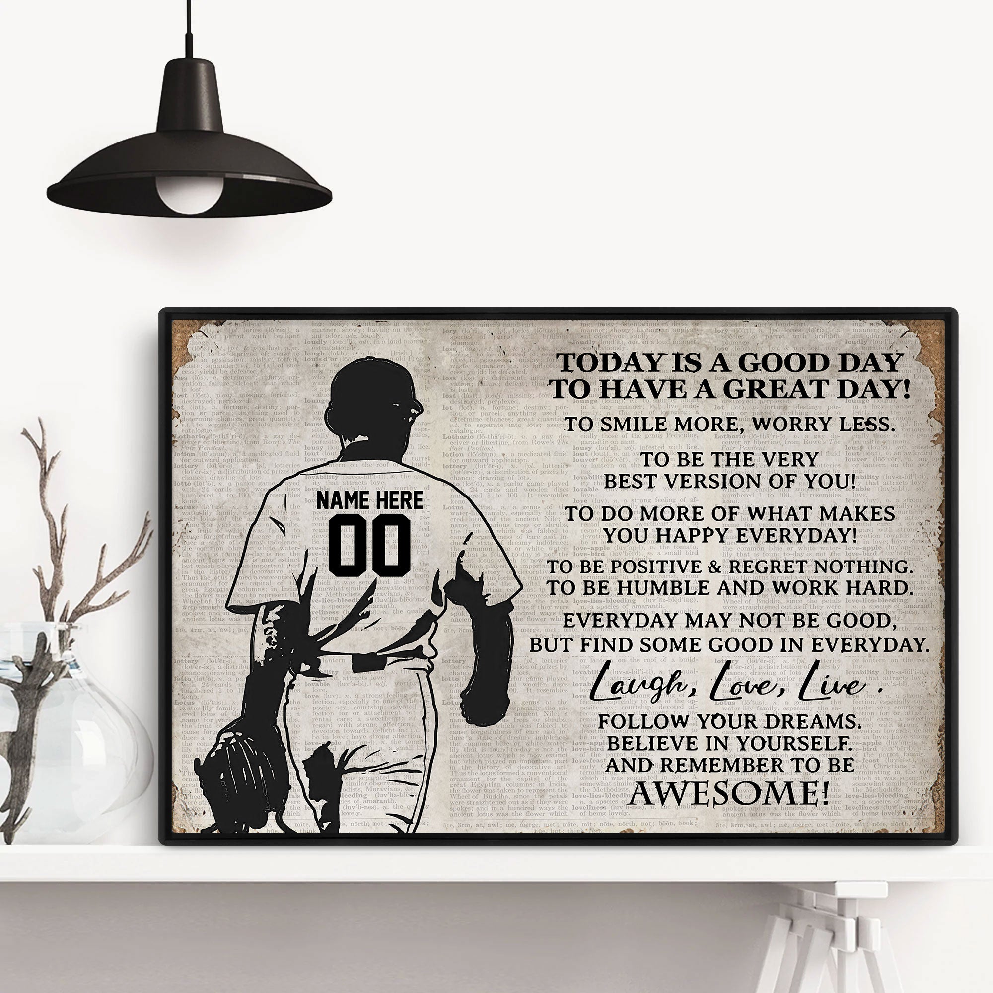 Personalized Baseball Poster & Canvas, Positive Sports