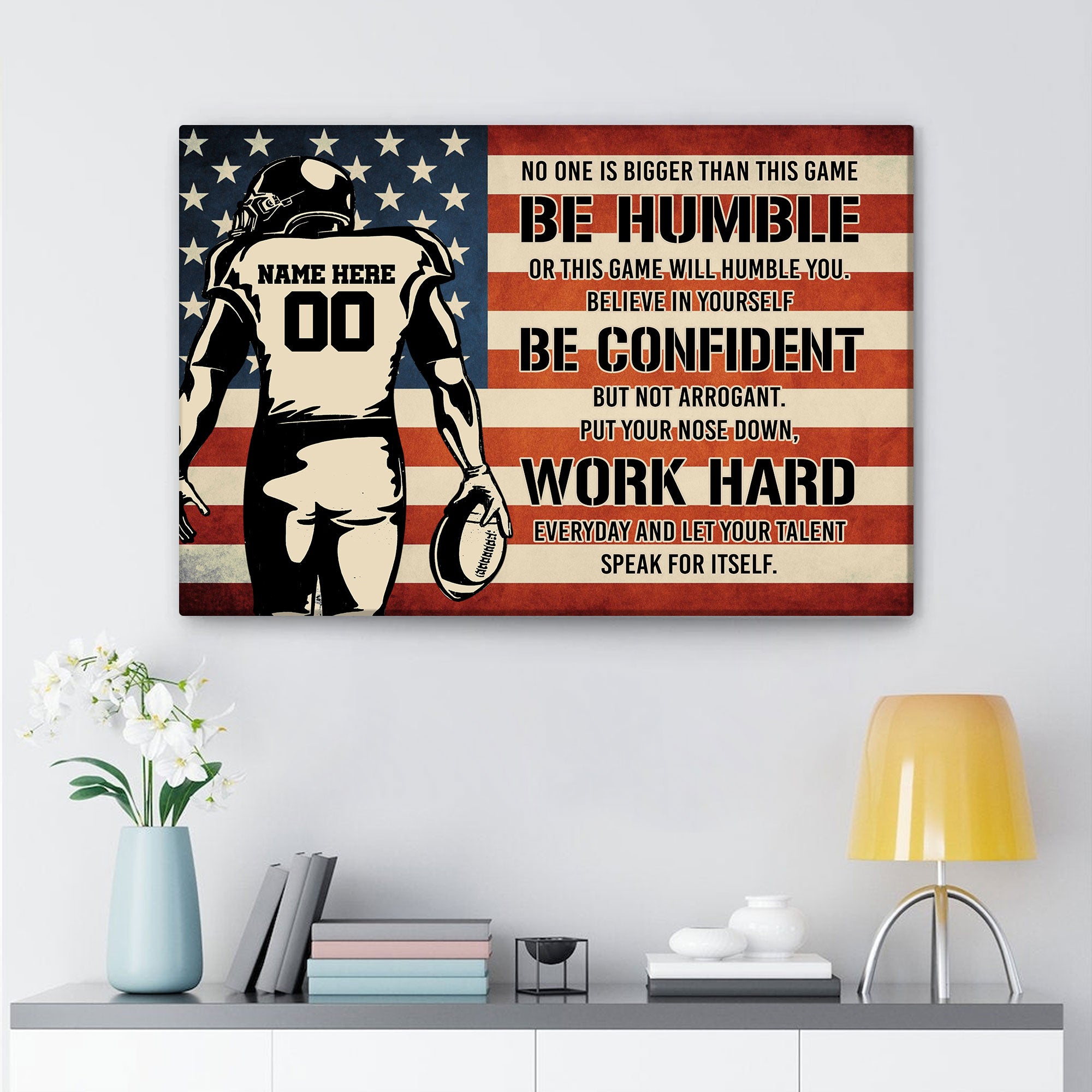 American Football The Only Person You Should Try To Be Better -  Personalized Wall Art