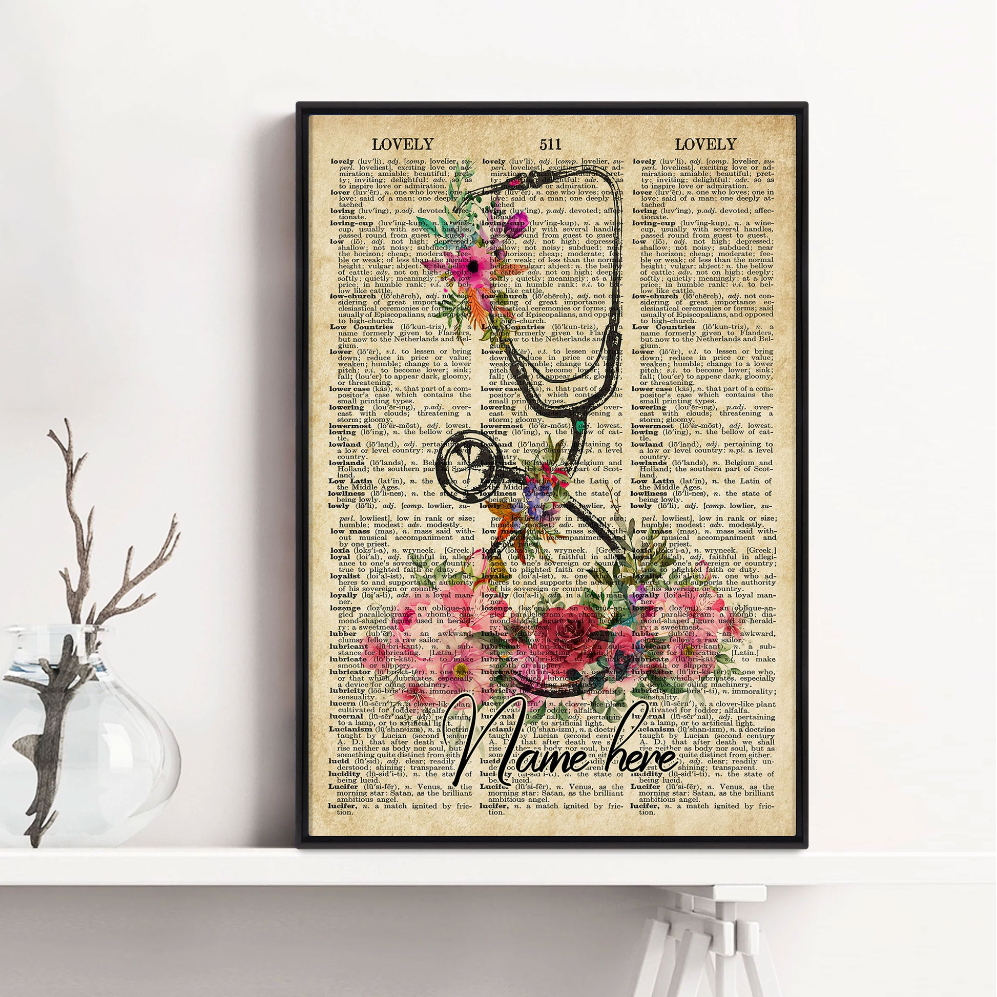 Personalized Nurse Poster & Canvas, Inspirational Stethoscope Vintage