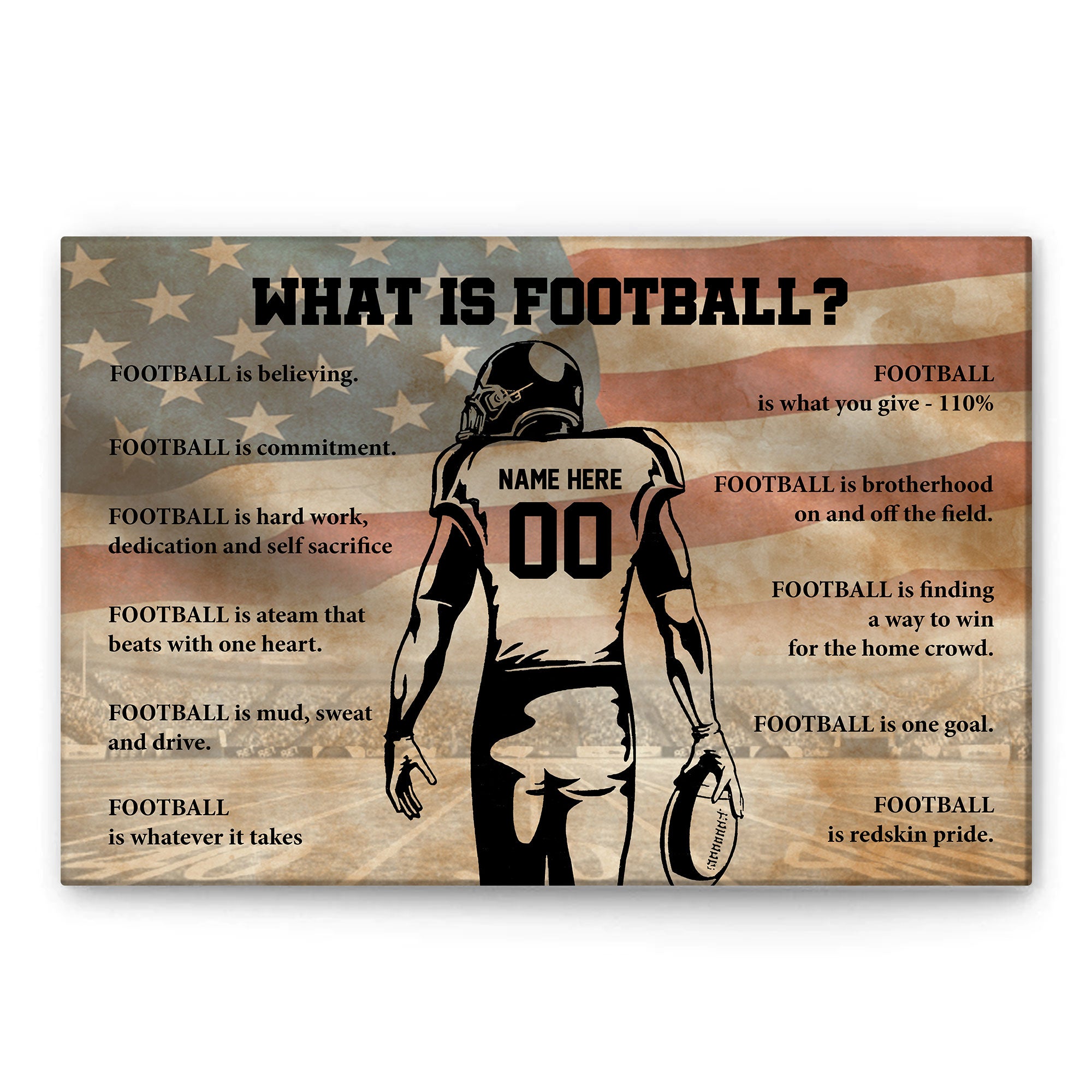 American Football The Only Person You Should Try To Be Better -  Personalized Wall Art