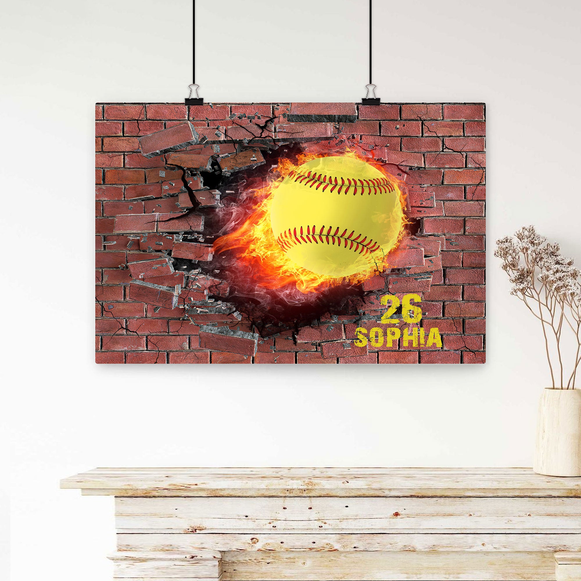 Personalized Baseball Poster & Canvas, Baseball Fire Break Through The -  OhaPrints
