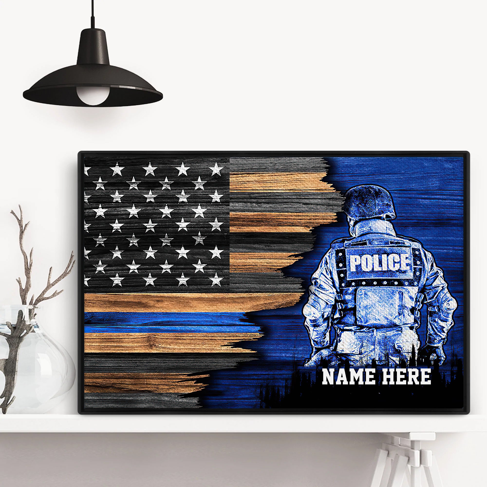 Personalized Police Canvas Wall Art Collage Gifts for Men