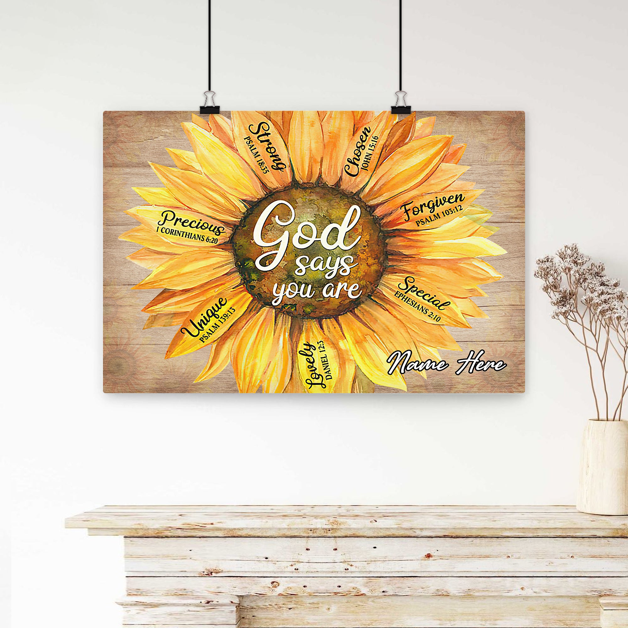 Inspirational Art Be Still and know that I am God Yellow Daisy