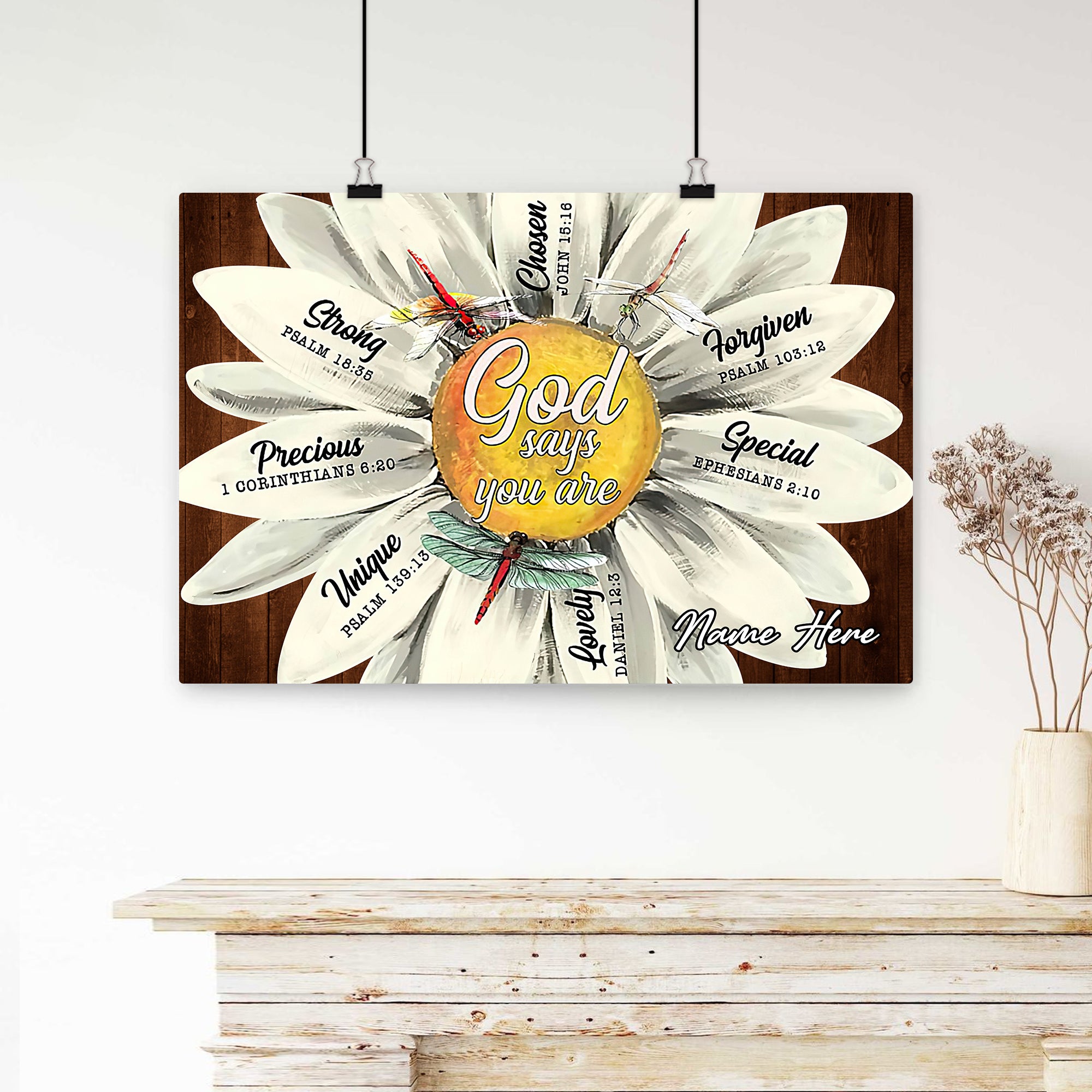 Original Hand Painted Daisy Quilt Painting Inspirational Art Quote