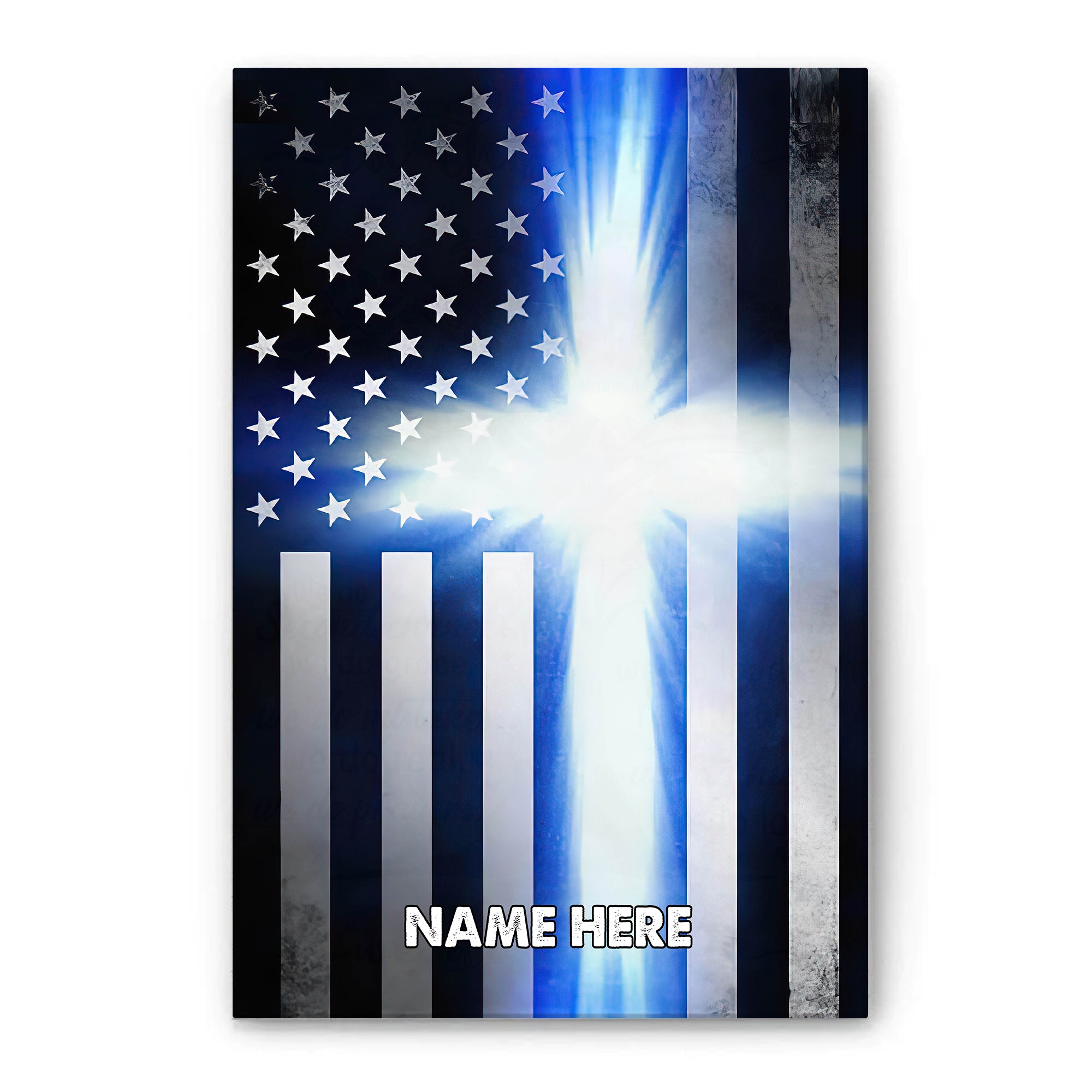 Personalized Canvas  American Flag With Thin Blue Line