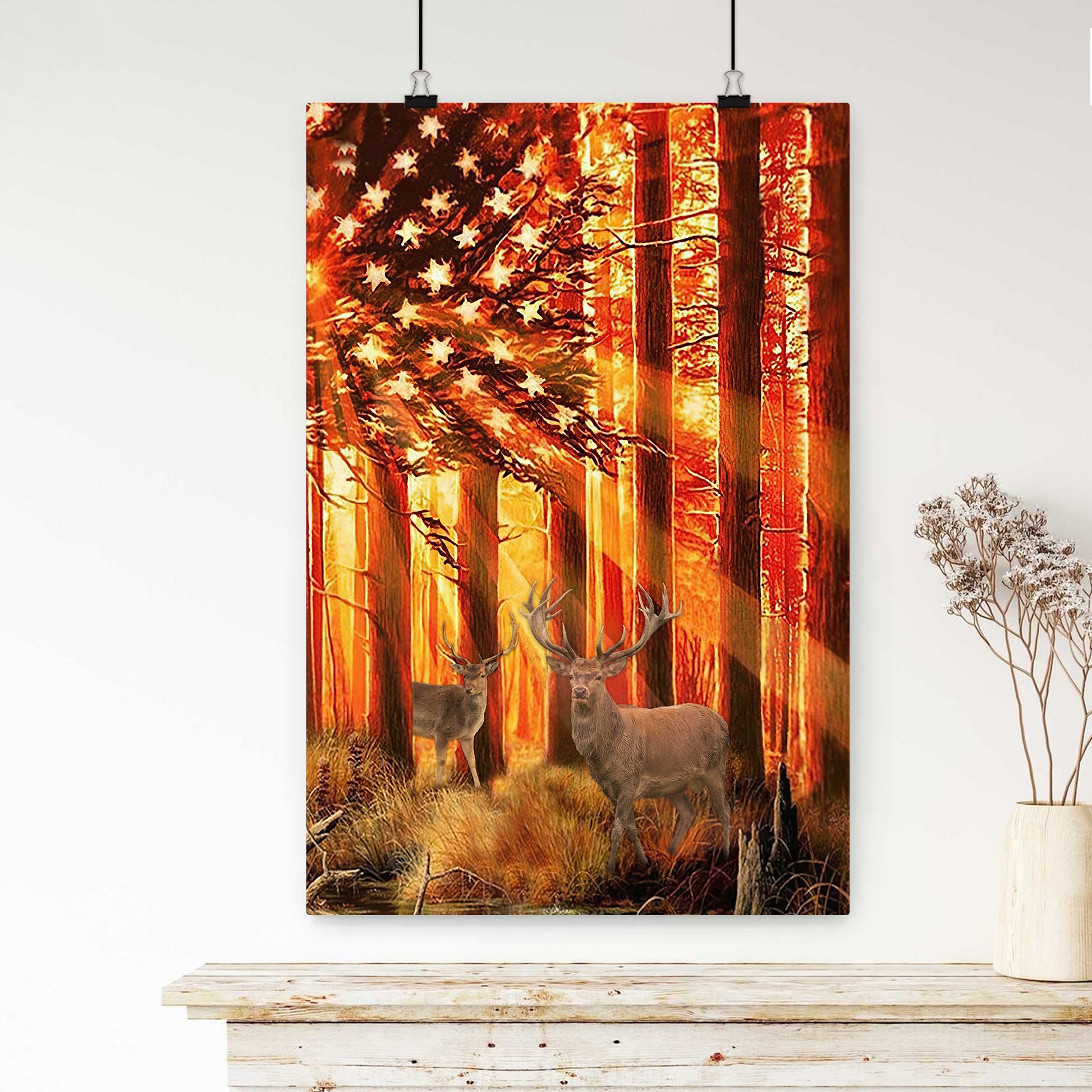 Deer Sunset Silhouette Art: Canvas Prints, Frames & Posters