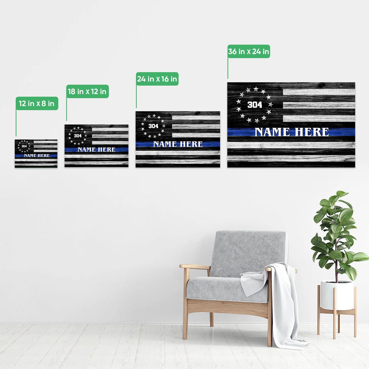 Personalized Police Poster & Canvas, Thin Blue Line Flag Wall Art, Cus