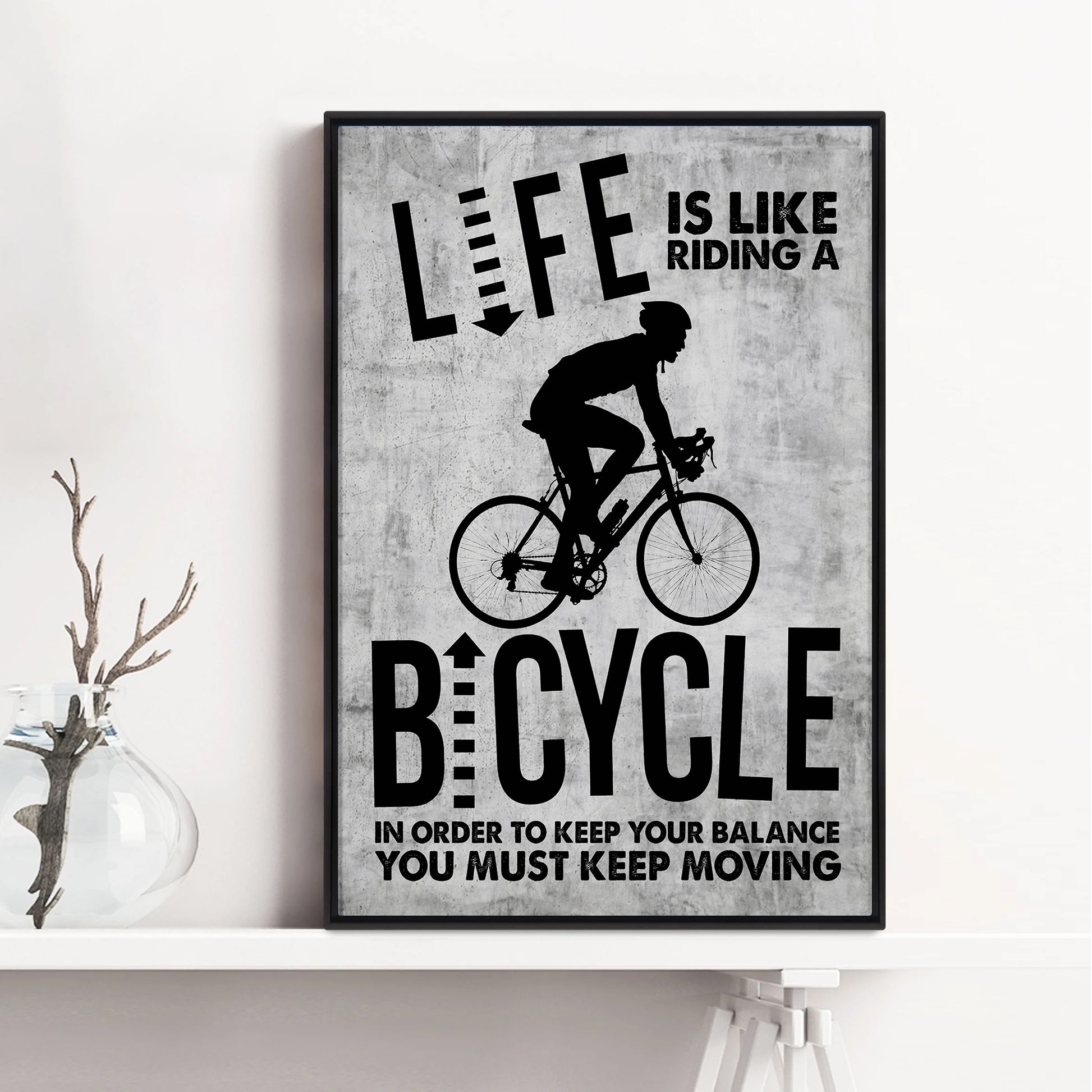 plakat fahrradhelm Cycling Poster & Canvas, Sports Motivational Cycling Life Is Like Ridi