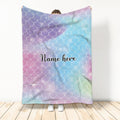 Ohaprints-Fleece-Sherpa-Blanket-Mermaid-Scales-Pattern-Rainbow-Princess-Ocean-Custom-Personalized-Name-Soft-Throw-Blanket-1120-Sherpa Blanket