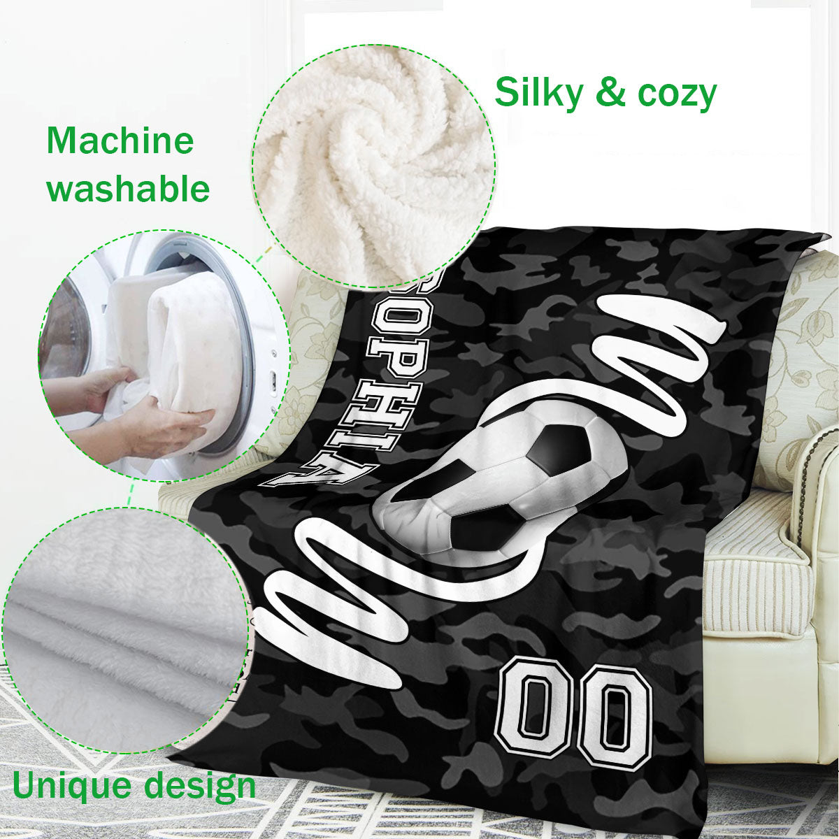 Ohaprints-Fleece-Sherpa-Blanket-Soccer-Mom-Life-Custom-Personalized-Name-Number-Soft-Throw-Blanket-638-Fleece Blanket