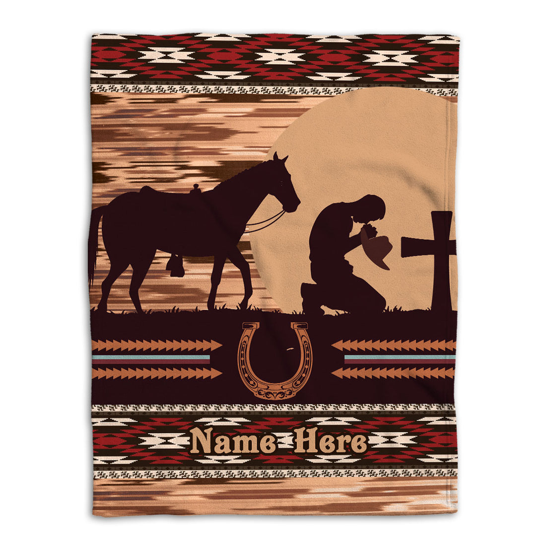 Ohaprints-Fleece-Sherpa-Blanket-Horse-Lover-Pray-Gift-For-Western-Cowboy-Cowgirl-Custom-Personalized-Name-Soft-Throw-Blanket-646-Fleece Blanket