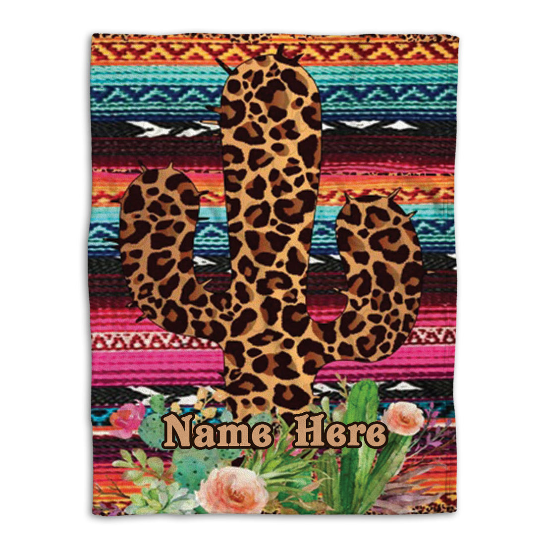 Ohaprints-Fleece-Sherpa-Blanket-Leopard-Cactus-Wild-West-Gift-For-Western-Cowgirl-Custom-Personalized-Name-Soft-Throw-Blanket-647-Fleece Blanket