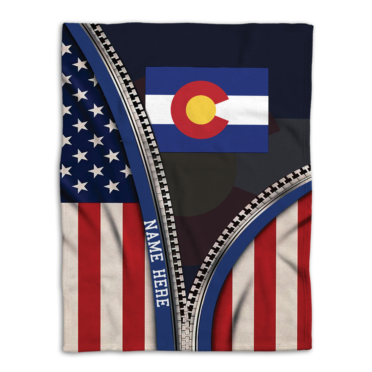 Ohaprints-Fleece-Sherpa-Blanket-United-States-American-Flag-&-Colorado-State-Flag-Custom-Personalized-Name-Soft-Throw-Blanket-505-Fleece Blanket