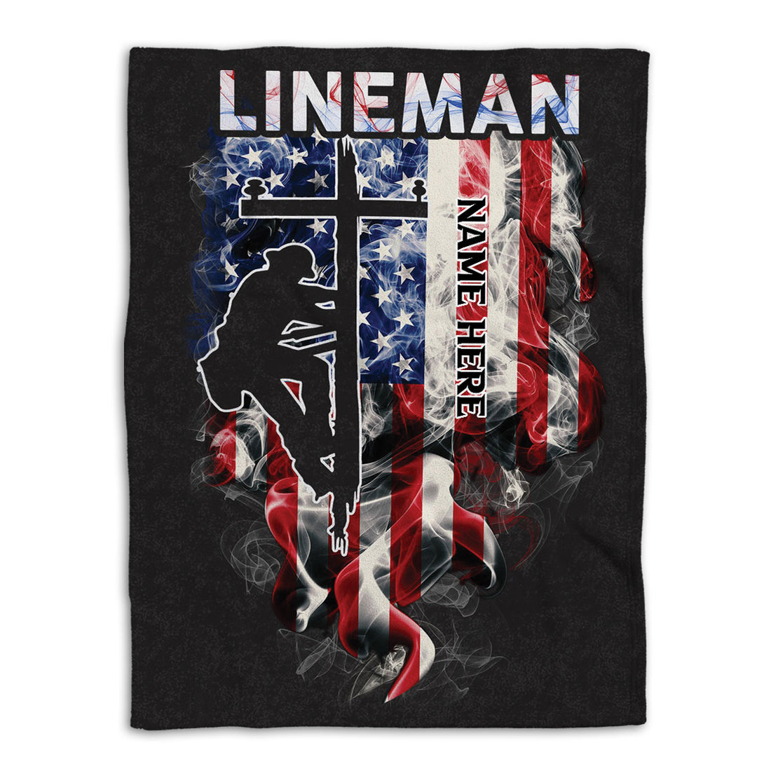 Ohaprints-Fleece-Sherpa-Blanket-Electrician-Lineman-Patriotic-Us-America-Flag-Gift-Custom-Personalized-Name-Soft-Throw-Blanket-502-Fleece Blanket