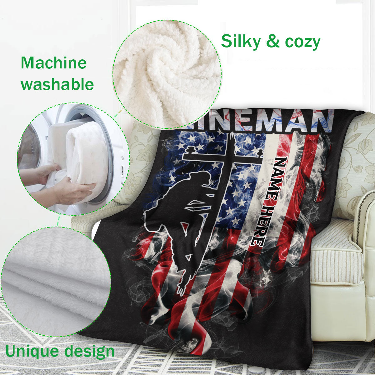 Ohaprints-Fleece-Sherpa-Blanket-Electrician-Lineman-Patriotic-Us-America-Flag-Gift-Custom-Personalized-Name-Soft-Throw-Blanket-502-Fleece Blanket