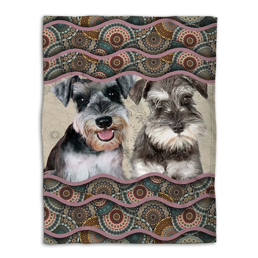 Ohaprints-Fleece-Sherpa-Blanket-Miniature-Schnauzer-Dog-Mandala-Pattern-Unique-Gift-For-Dog-Pet-Lover-Soft-Throw-Blanket-347-Fleece Blanket