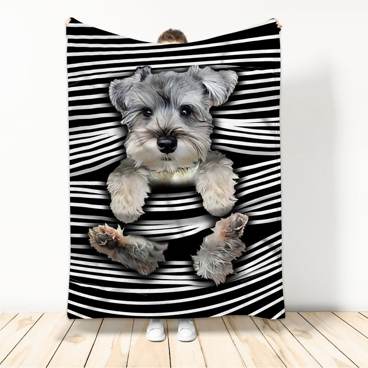 Ohaprints-Fleece-Sherpa-Blanket-Cute-Miniature-Schnauzer-Dog-Love-Schnauzer-Unique-Gift-For-Dog-Pet-Lover-Soft-Throw-Blanket-342-Sherpa Blanket