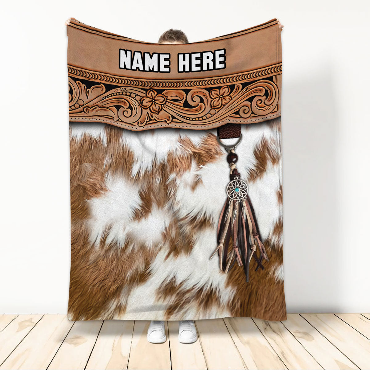 Ohaprints-Fleece-Sherpa-Blanket-Native-American-Tribal-Boho-Pattern-Unique-Gift-Custom-Personalized-Name-Soft-Throw-Blanket-491-Sherpa Blanket