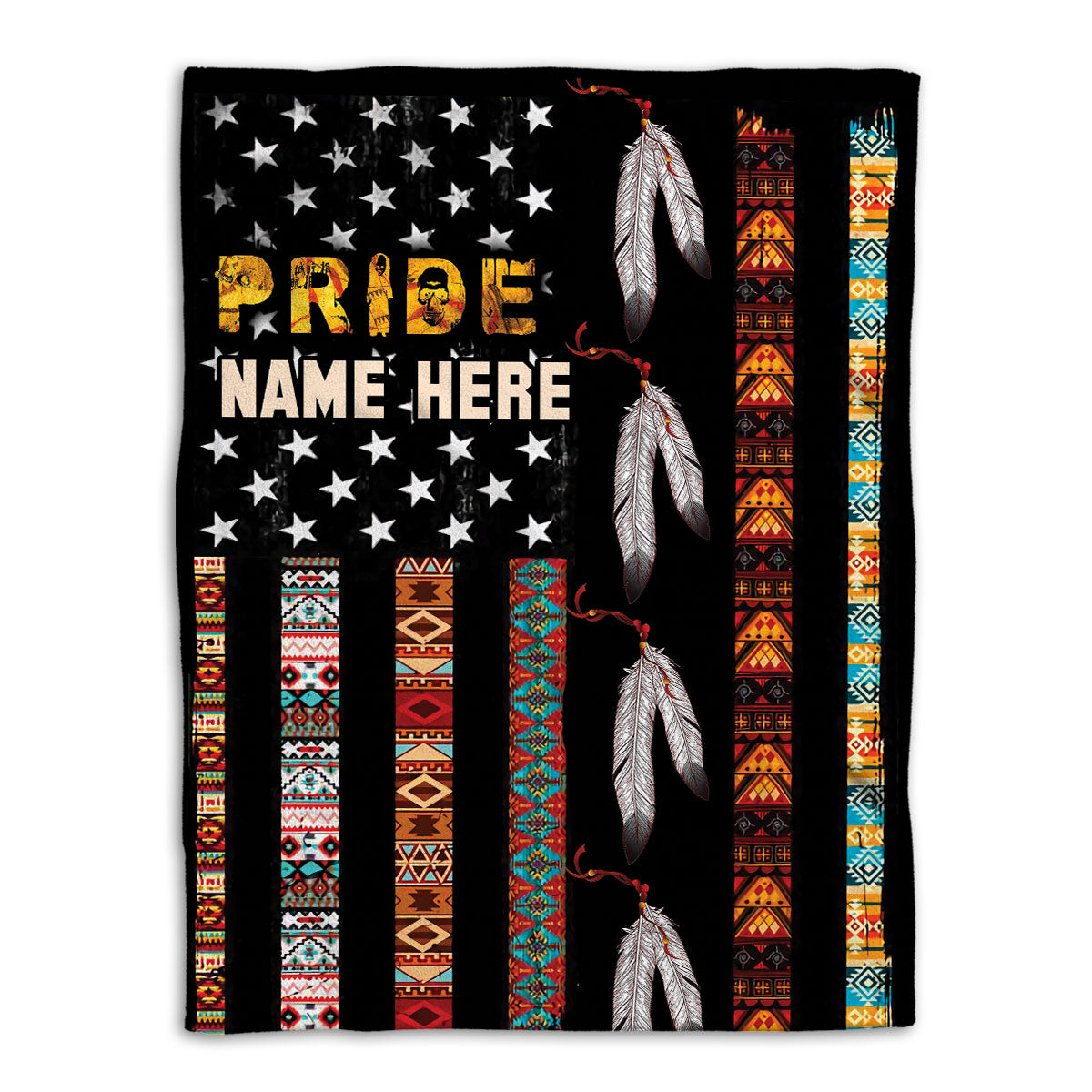 Ohaprints-Fleece-Sherpa-Blanket-Native-American-Native-Pride-Tribal-Boho-Pattern-Custom-Personalized-Name-Soft-Throw-Blanket-737-Fleece Blanket