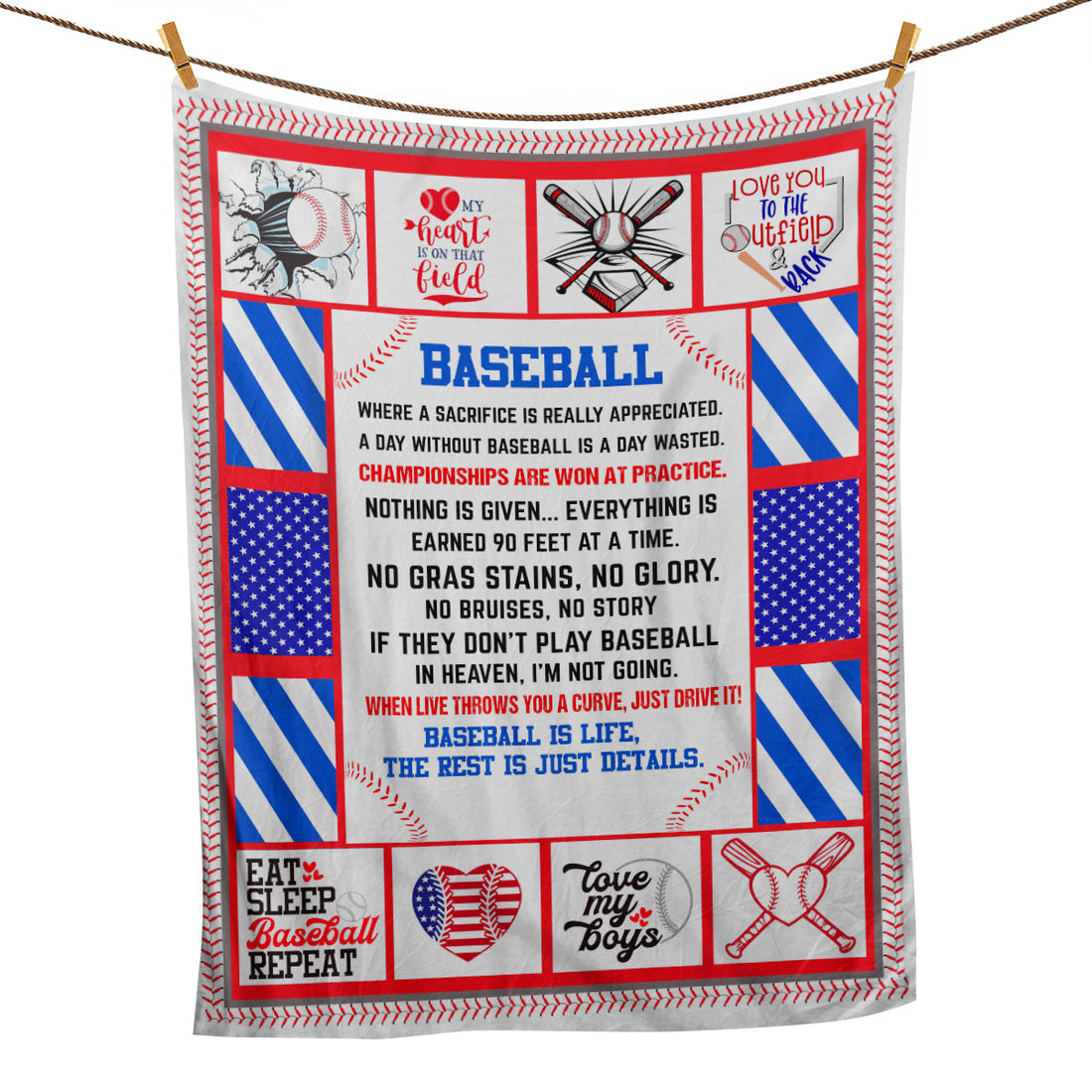 Ohaprints-Fleece-Sherpa-Blanket-Baseball-Gift-For-Son-Boy-Soft-Throw-Blanket-1028-Fleece Blanket