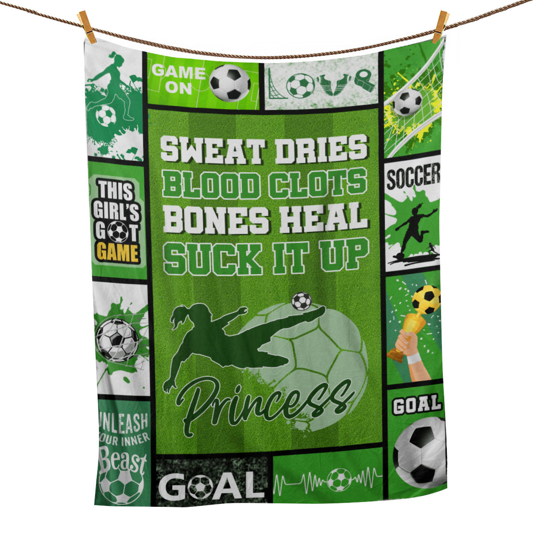 Ohaprints-Fleece-Sherpa-Blanket-Soccer-Girl-Princess-Sport-Lover-Gift-Soft-Throw-Blanket-1030-Fleece Blanket