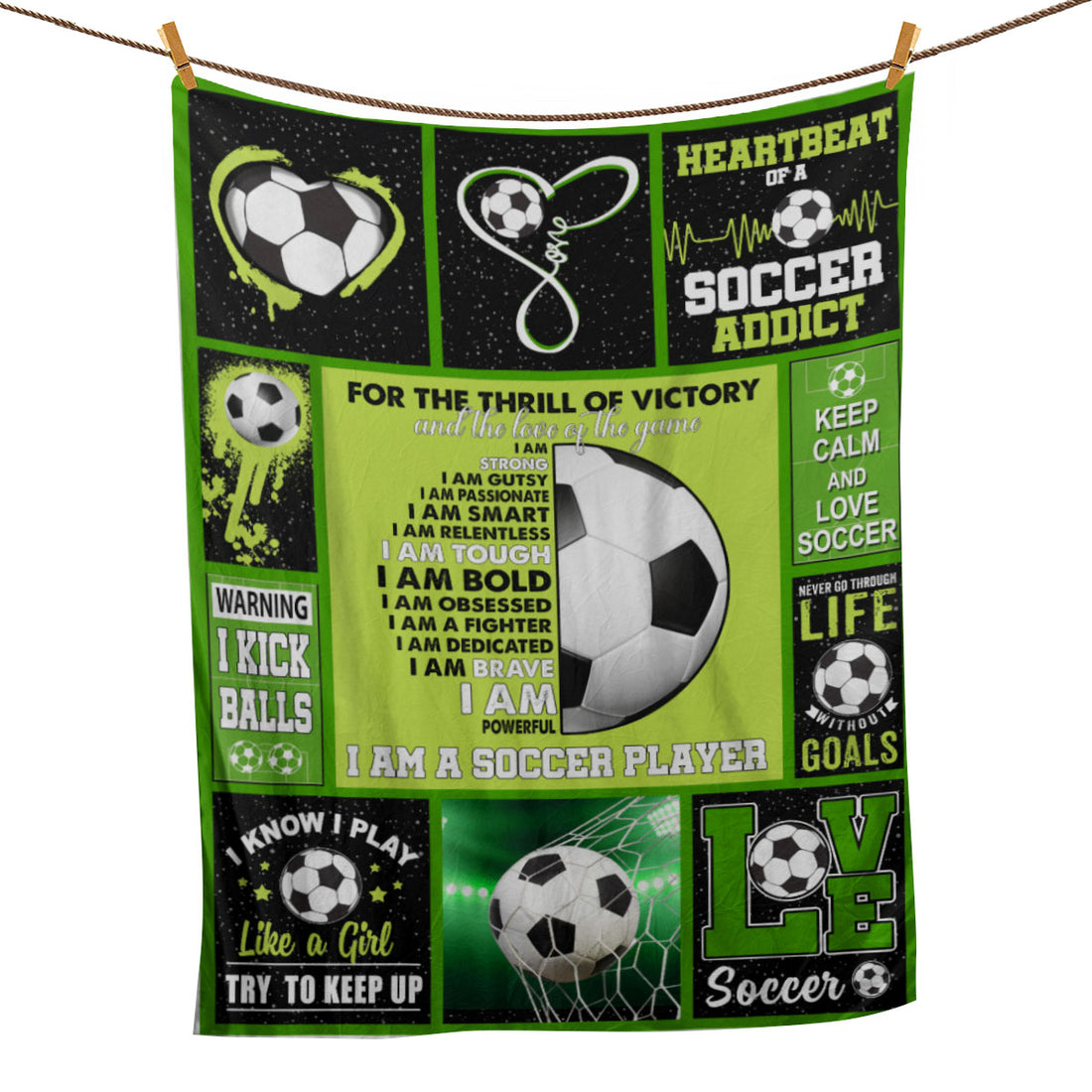 Ohaprints-Fleece-Sherpa-Blanket-Soccer-Ball-Life-Princess-Sport-Lover-Gift-Soft-Throw-Blanket-1033-Fleece Blanket