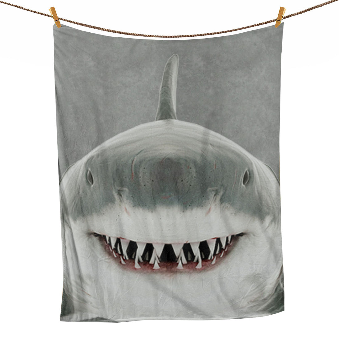 Ohaprints-Fleece-Sherpa-Blanket-Grey-Shark-Ocean-Animal-Lover-Gift-Soft-Throw-Blanket-1034-Fleece Blanket