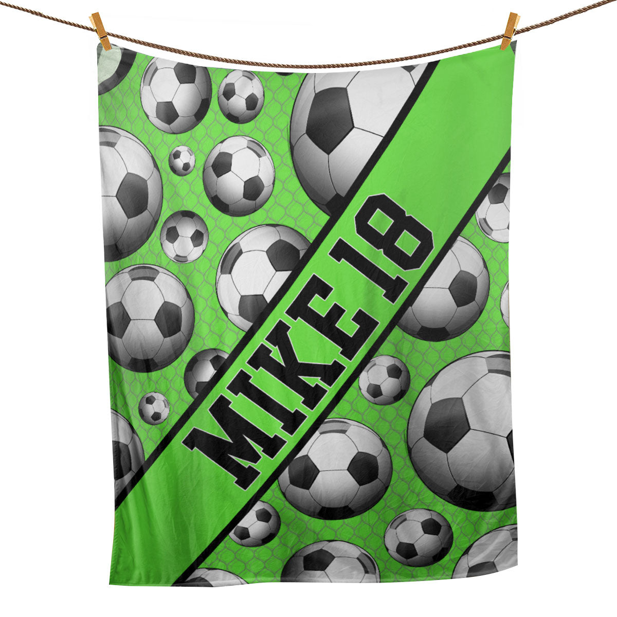 Ohaprints-Fleece-Sherpa-Blanket-Soccer-Ball-Green-Sport-Lover-Gift-Custom-Personalized-Name-Number-Soft-Throw-Blanket-1061-Fleece Blanket