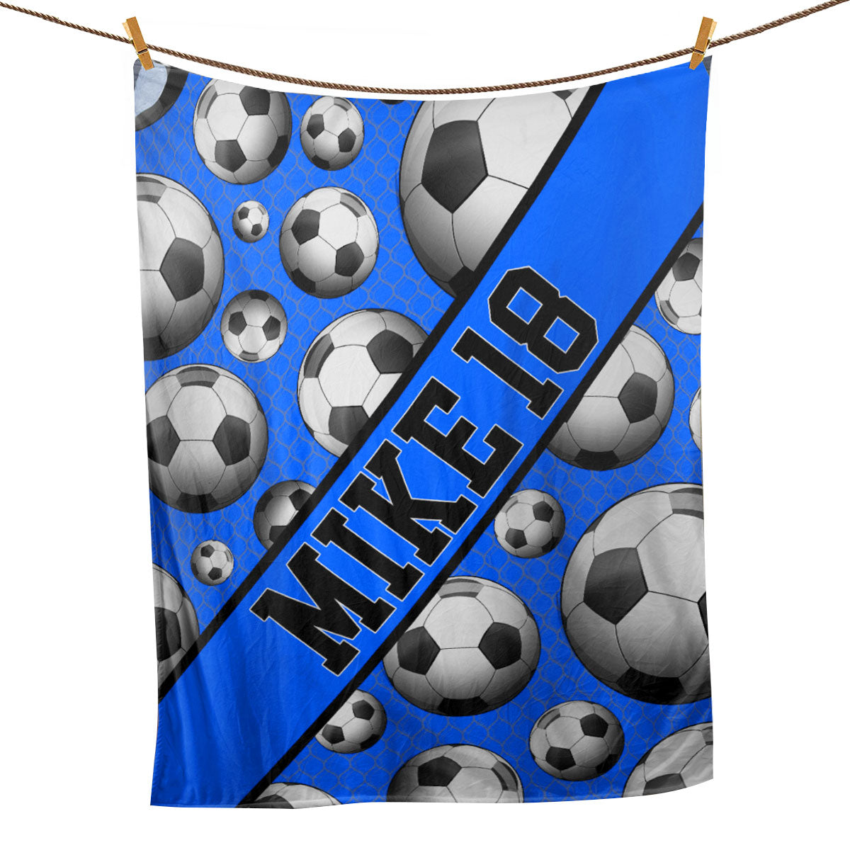 Ohaprints-Fleece-Sherpa-Blanket-Soccer-Ball-Blue-Sport-Lover-Gift-Custom-Personalized-Name-Number-Soft-Throw-Blanket-1062-Fleece Blanket