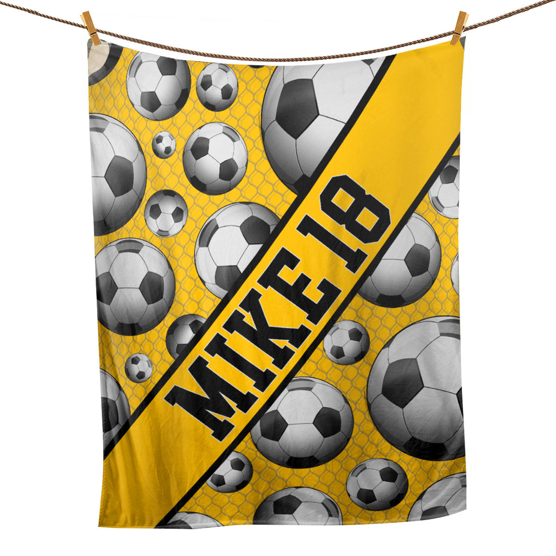 Ohaprints-Fleece-Sherpa-Blanket-Soccer-Ball-Yellow-Sport-Lover-Gift-Custom-Personalized-Name-Number-Soft-Throw-Blanket-1063-Fleece Blanket