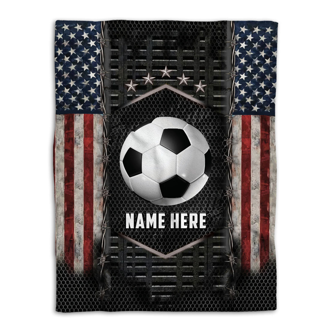 Ohaprints-Fleece-Sherpa-Blanket-Soccer-American-Flag-Sport-Lover-Gift-Custom-Personalized-Name-Soft-Throw-Blanket-1083-Fleece Blanket