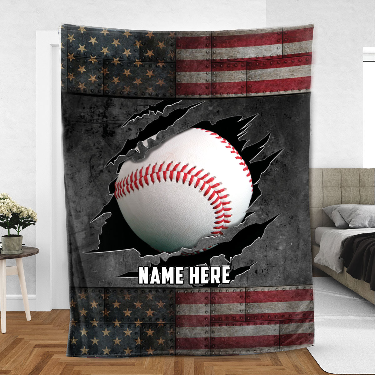 Ohaprints-Fleece-Sherpa-Blanket-Baseball-Gift-For-Son-Boy-Custom-Personalized-Name-Soft-Throw-Blanket-1087-Sherpa Blanket