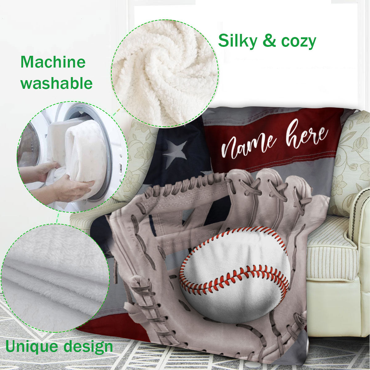 Ohaprints-Fleece-Sherpa-Blanket-Baseball-Gift-For-Son-Boy-Custom-Personalized-Name-Soft-Throw-Blanket-1092-Fleece Blanket