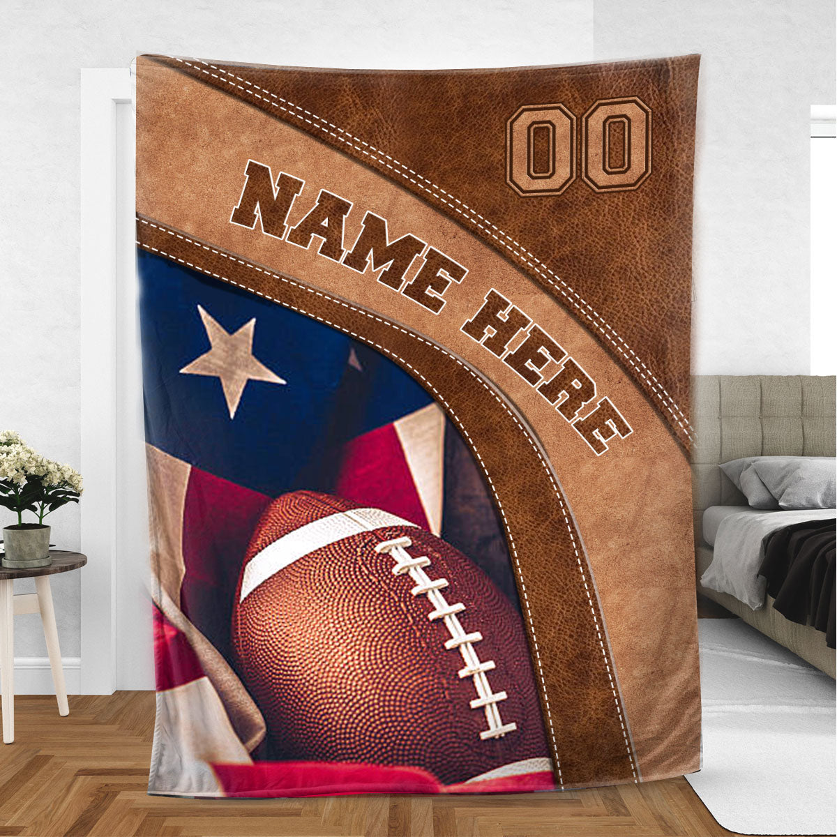 Ohaprints-Fleece-Sherpa-Blanket-American-Football-Gift-For-Son-Boy-Men-Custom-Personalized-Name-Number-Soft-Throw-Blanket-495-Sherpa Blanket