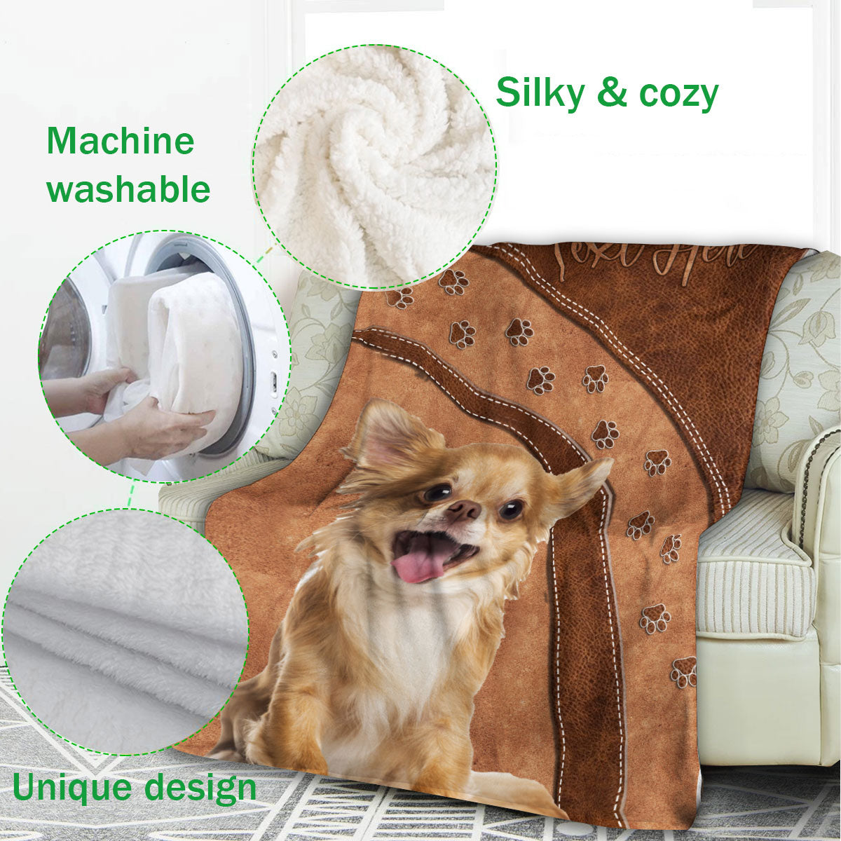 Ohaprints-Fleece-Sherpa-Blanket-Chihuahua-Dog-Lover-Gift-Custom-Personalized-Name-Soft-Throw-Blanket-423-Fleece Blanket