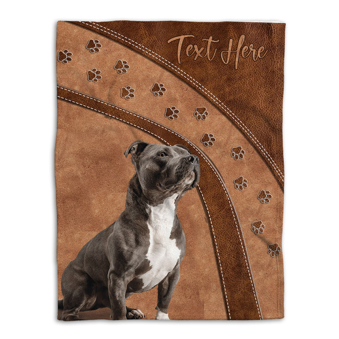 Ohaprints-Fleece-Sherpa-Blanket-Staffordshire-Bull-Terrier-Pitbull-Terrier-Dog-Custom-Personalized-Name-Soft-Throw-Blanket-360-Fleece Blanket