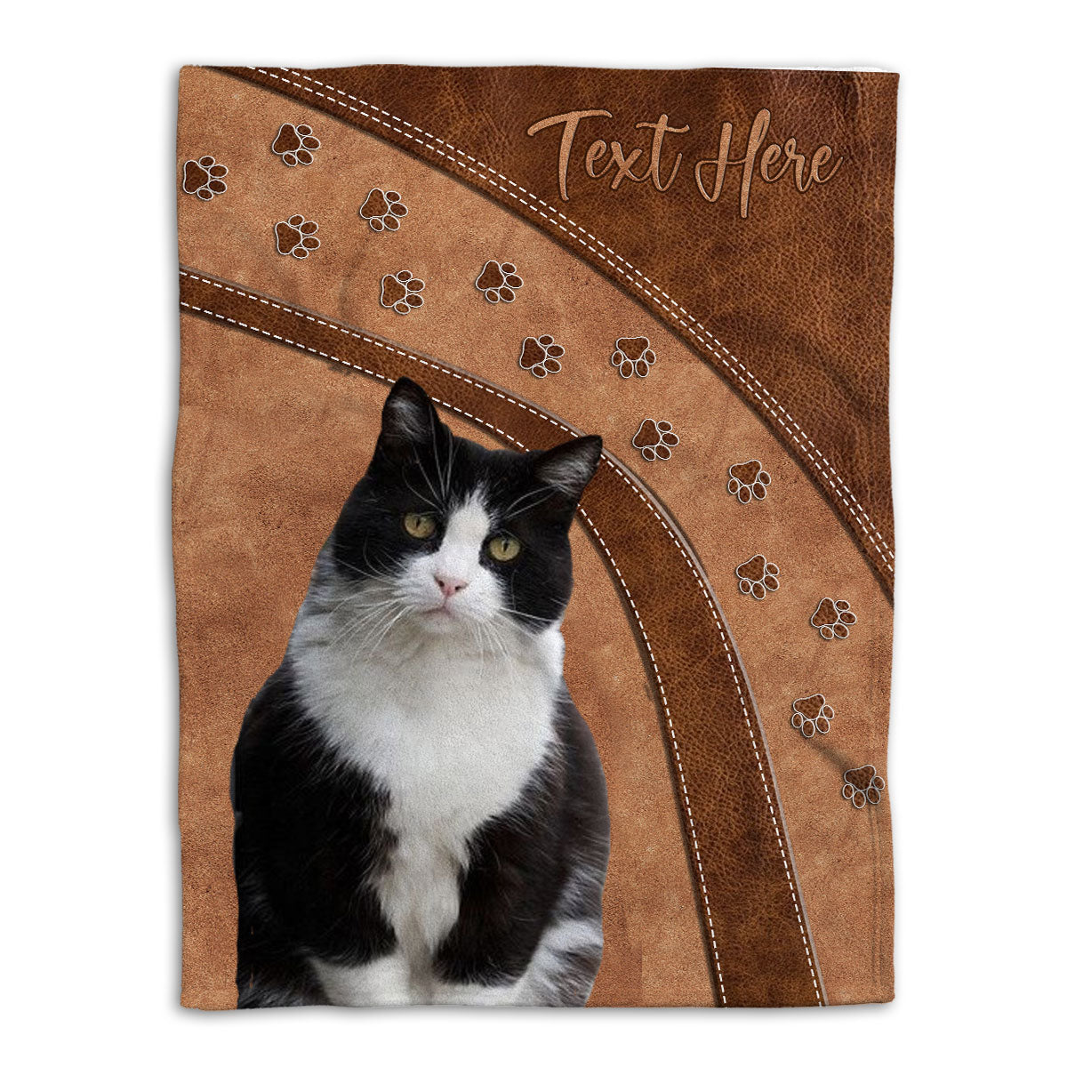 Ohaprints-Fleece-Sherpa-Blanket-Tuxedo-Black-And-White-Cat-Animal-Lover-Custom-Personalized-Name-Soft-Throw-Blanket-1165-Fleece Blanket