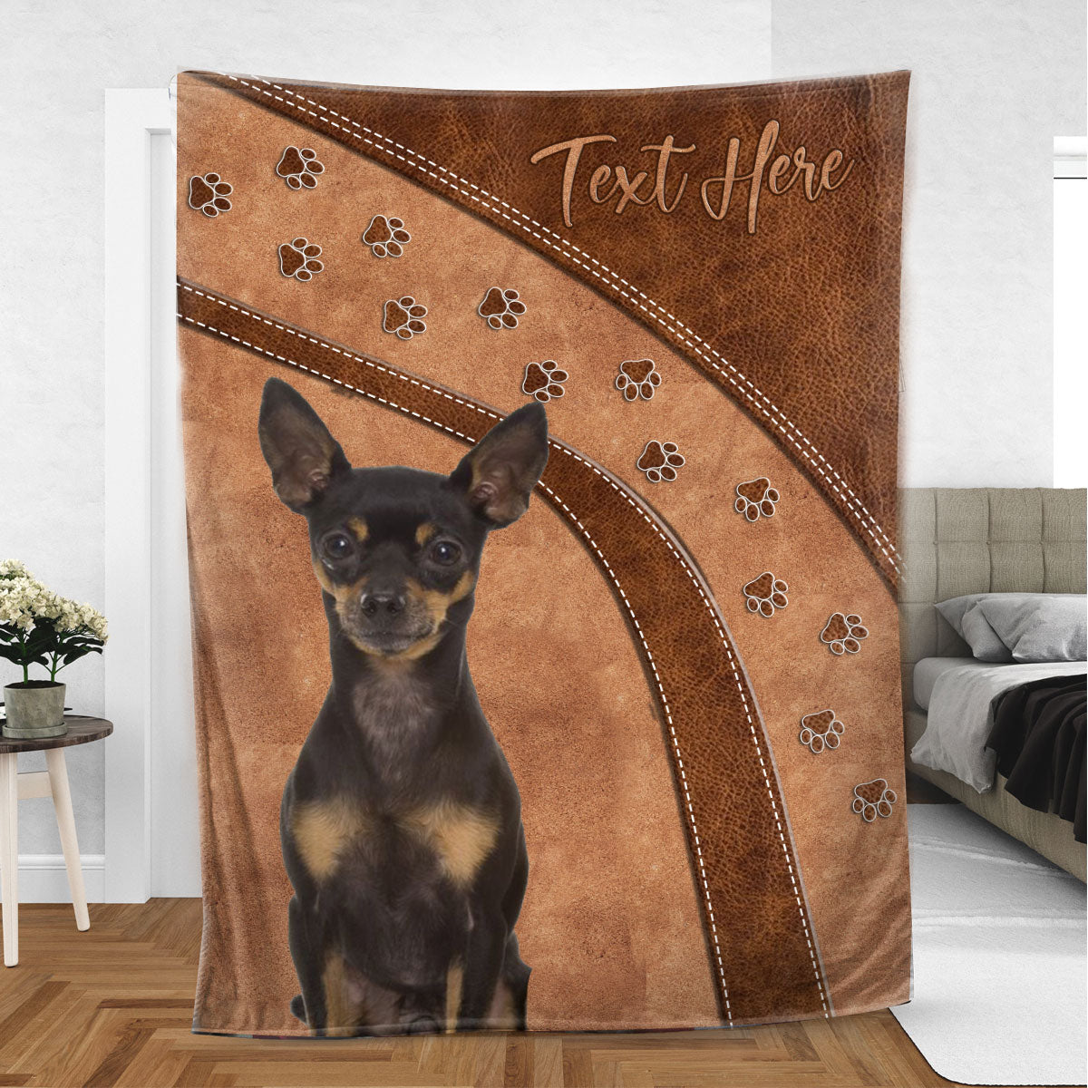 Ohaprints-Fleece-Sherpa-Blanket-Miniature-Pinscher-Dog-Lover-Gift-Custom-Personalized-Name-Soft-Throw-Blanket-381-Sherpa Blanket