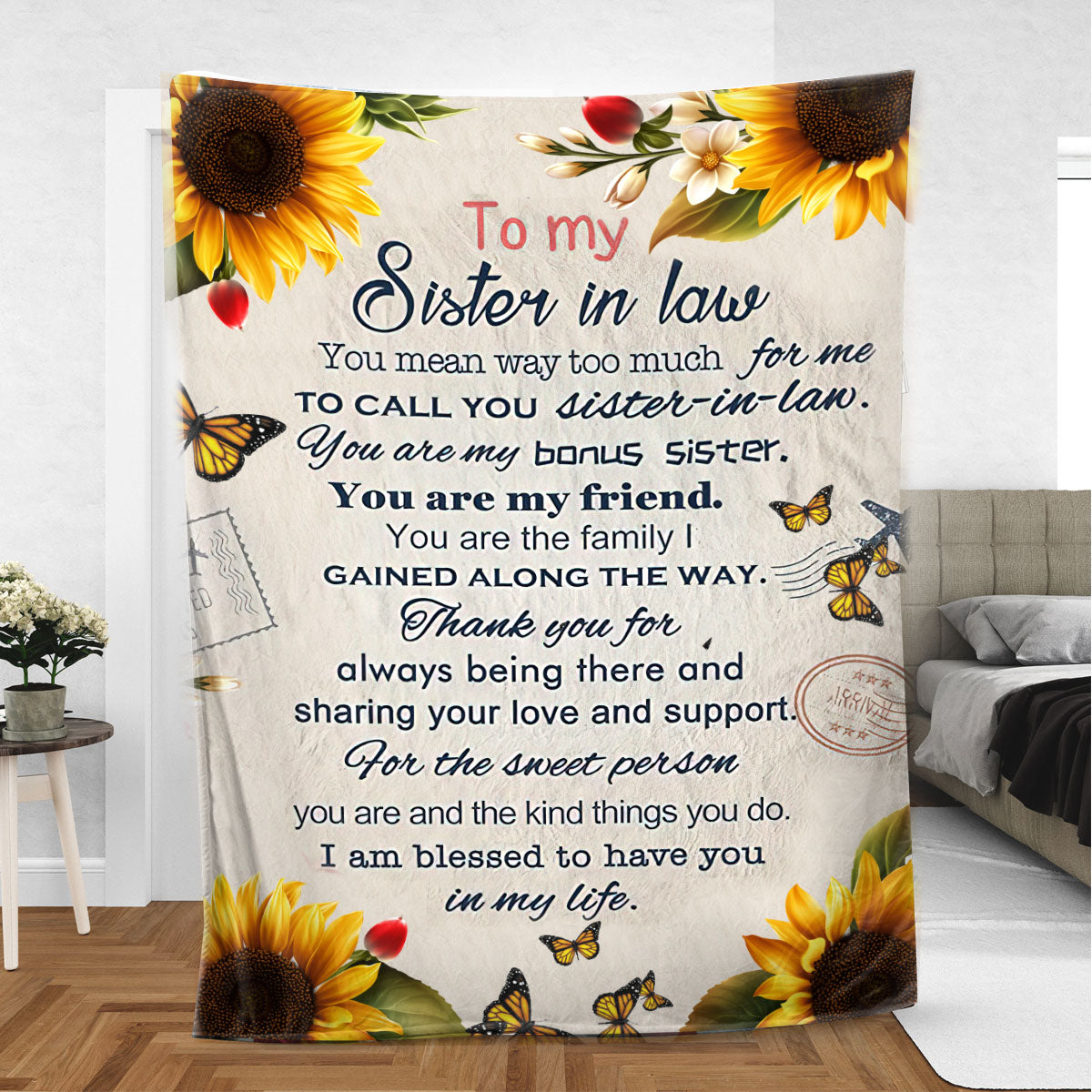 Ohaprints-Fleece-Sherpa-Blanket-To-My-Sister-In-Law-Sunflower-Love-Gift-Soft-Throw-Blanket-422-Sherpa Blanket