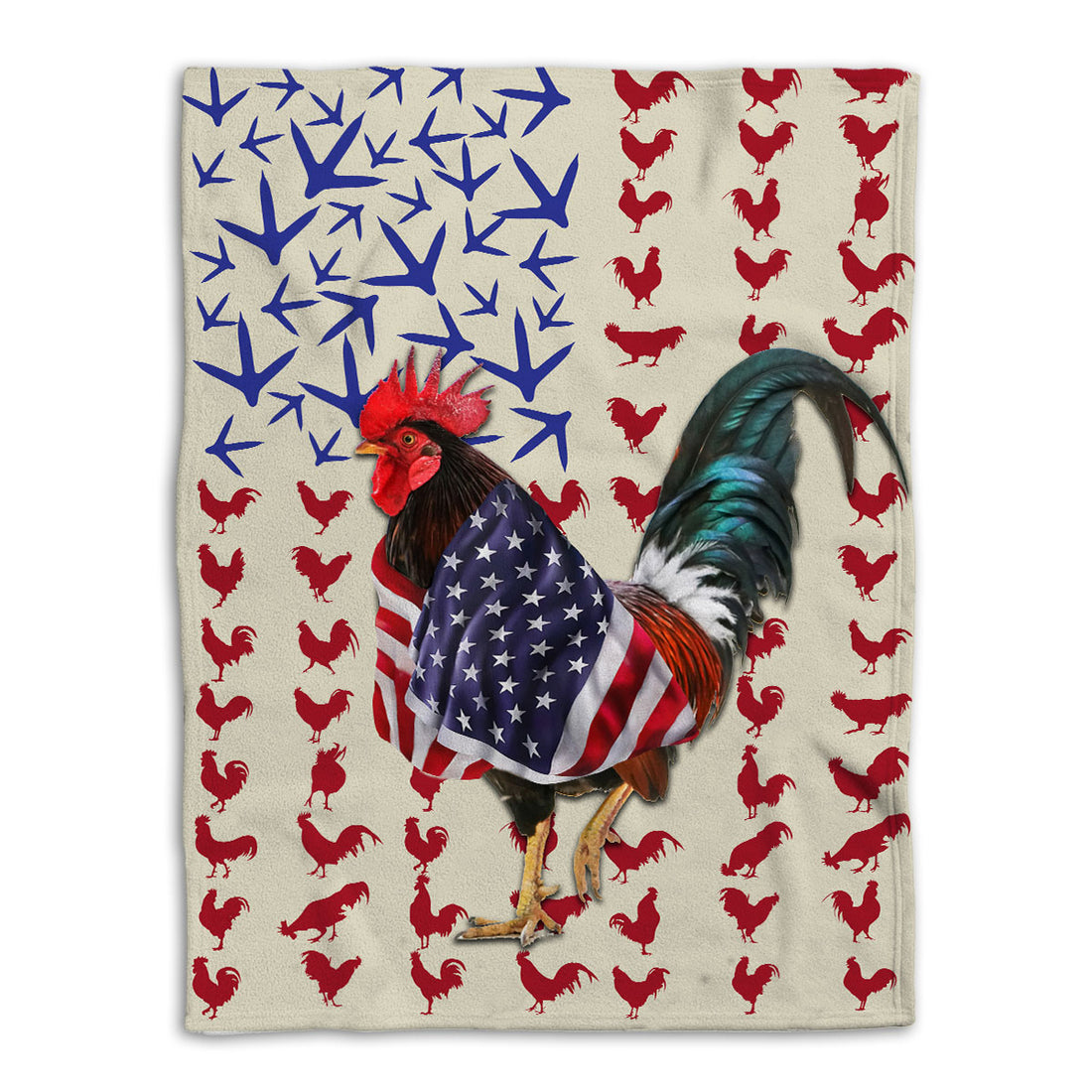 Ohaprints-Fleece-Sherpa-Blanket-Chicken-Rooster-American-Flag-Farm-Animal-Lover-Gift-Soft-Throw-Blanket-1098-Fleece Blanket