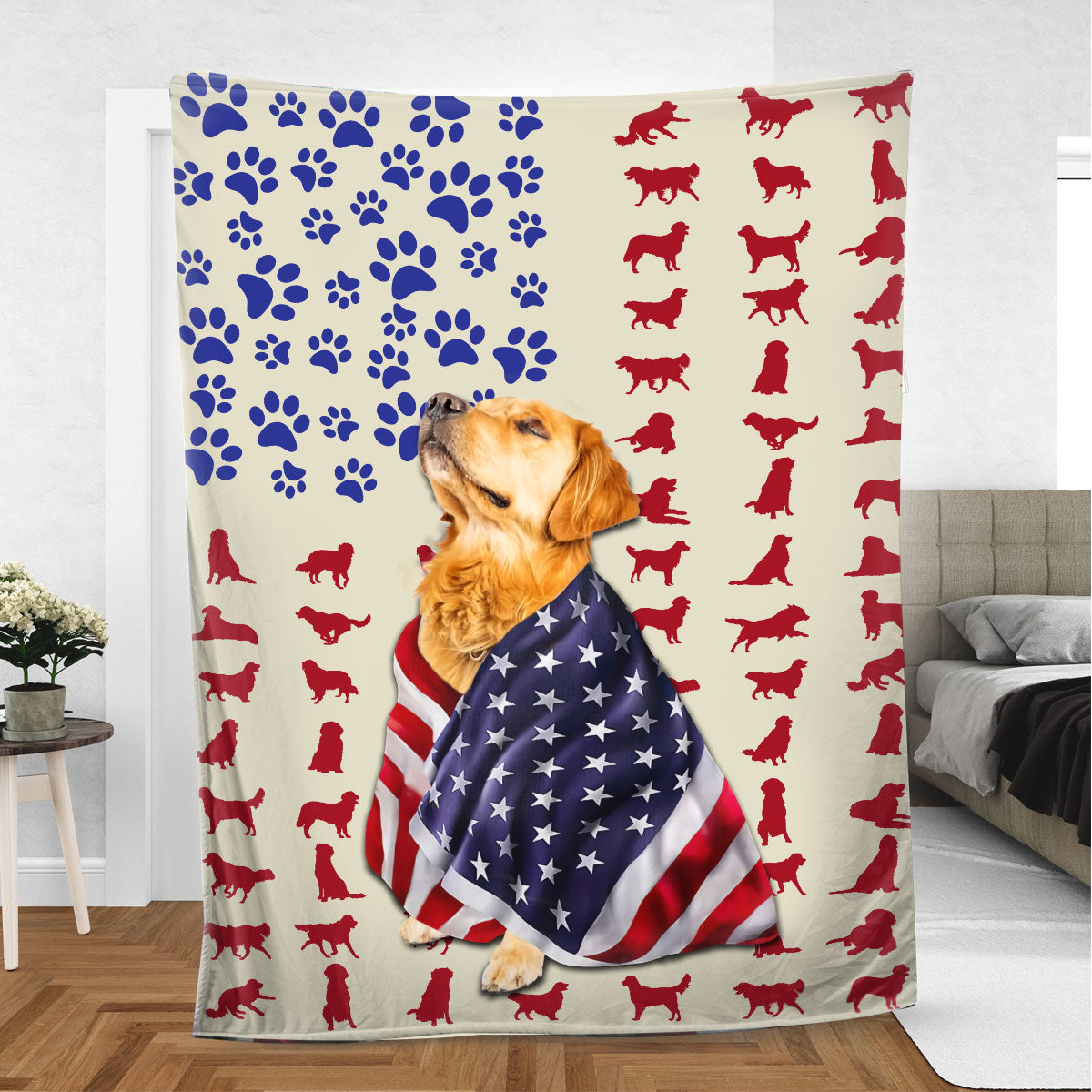 Ohaprints-Fleece-Sherpa-Blanket-Golden-Retriever-Labrador-Retriever-American-Flag-Dog-Lover-Gift-Soft-Throw-Blanket-1099-Sherpa Blanket